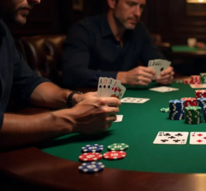 Gracze przy profesjonalnym stole pokerowym w Acevera Club