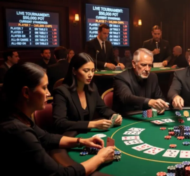 Gracze przy stole pokerowym podczas turnieju w Acevera Club
