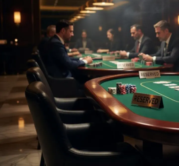 Stoły pokerowe przygotowane do turnieju w Acevera Club