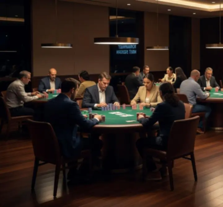 Widok sali turniejowej pokerowej w Acevera Club